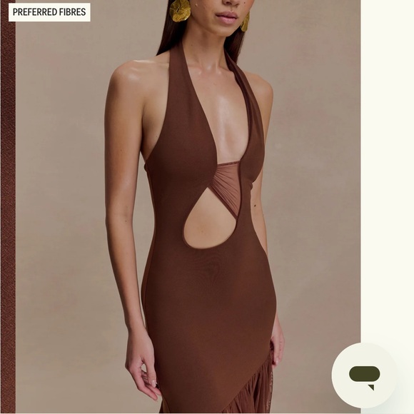 Meshki Elegant Mocha Halter Dress - Picture 4 of 9